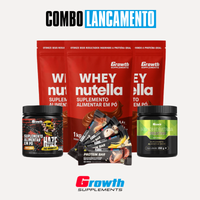 [COMBO LANÇAMENTO] Kit com 3 Whey Protein Nutella 1kg + 1 Pré-Treino + 1 Creatina + 12 Barras de Proteína